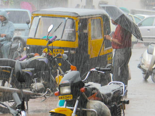 Street scene during monsoon