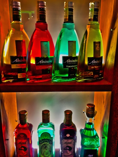 colorful absinthe bottle