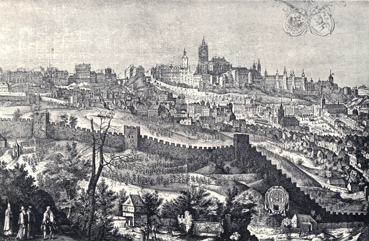 Etching - Prague Castle and Petrin Hill