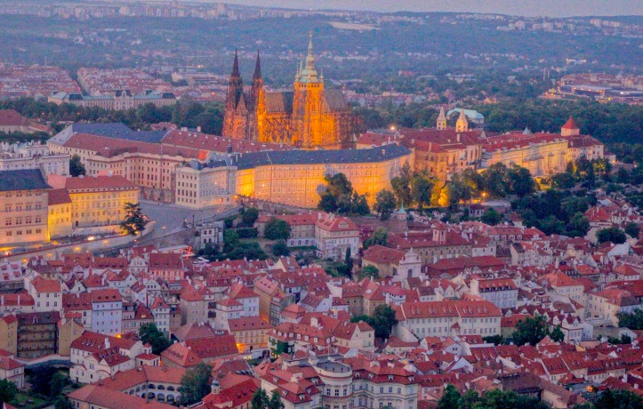 Prague Castle lights at night