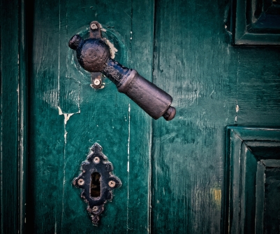 antique door handle close-up