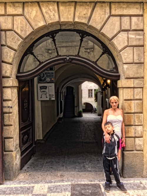mother & boy -Prague street 