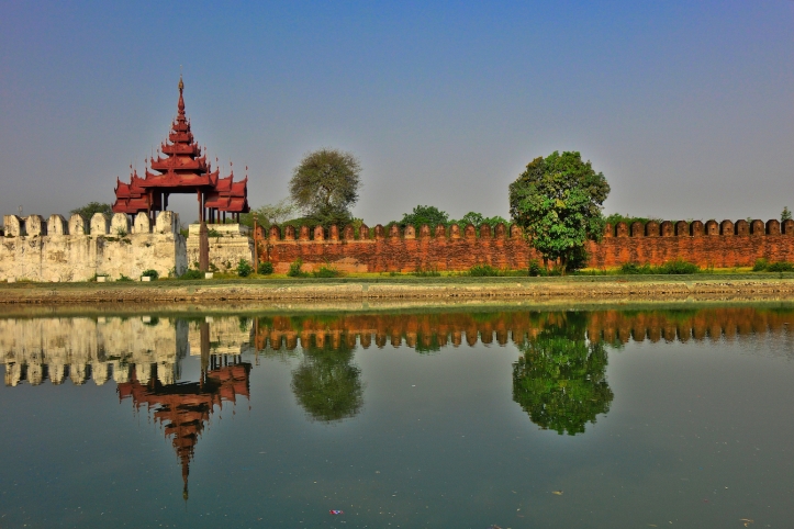 Palace wall, Mandalay, Burma