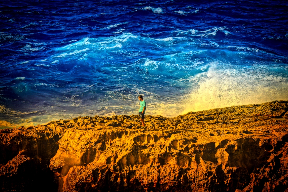 Gozo rock and ocean spray