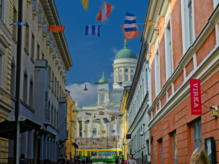 Helsinki Cathedral + flags